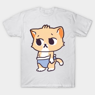 Orange Cat wearing Diaper T-Shirt